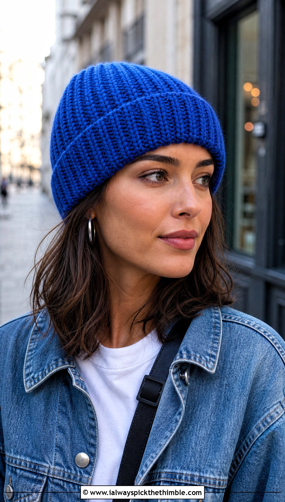 Ribbed Highland Crochet Beanie With Denim Jacket - 15 highland crochet beanie outfit ideas