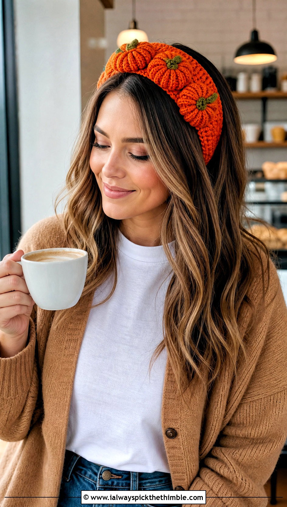 Ribbed Pumpkin Applique Headband With Jeans - 25 crochet pumpkin headband outfit ideas