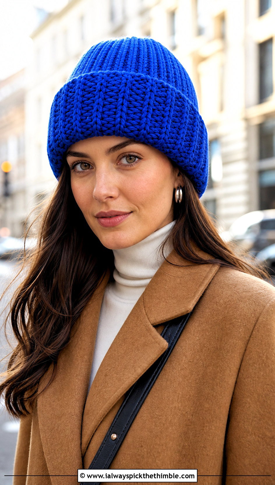 Ribbed Softee Chunky Crochet Beanie With Wool Coat - 15 Softee Chunky Crochet Hat outfit ideas