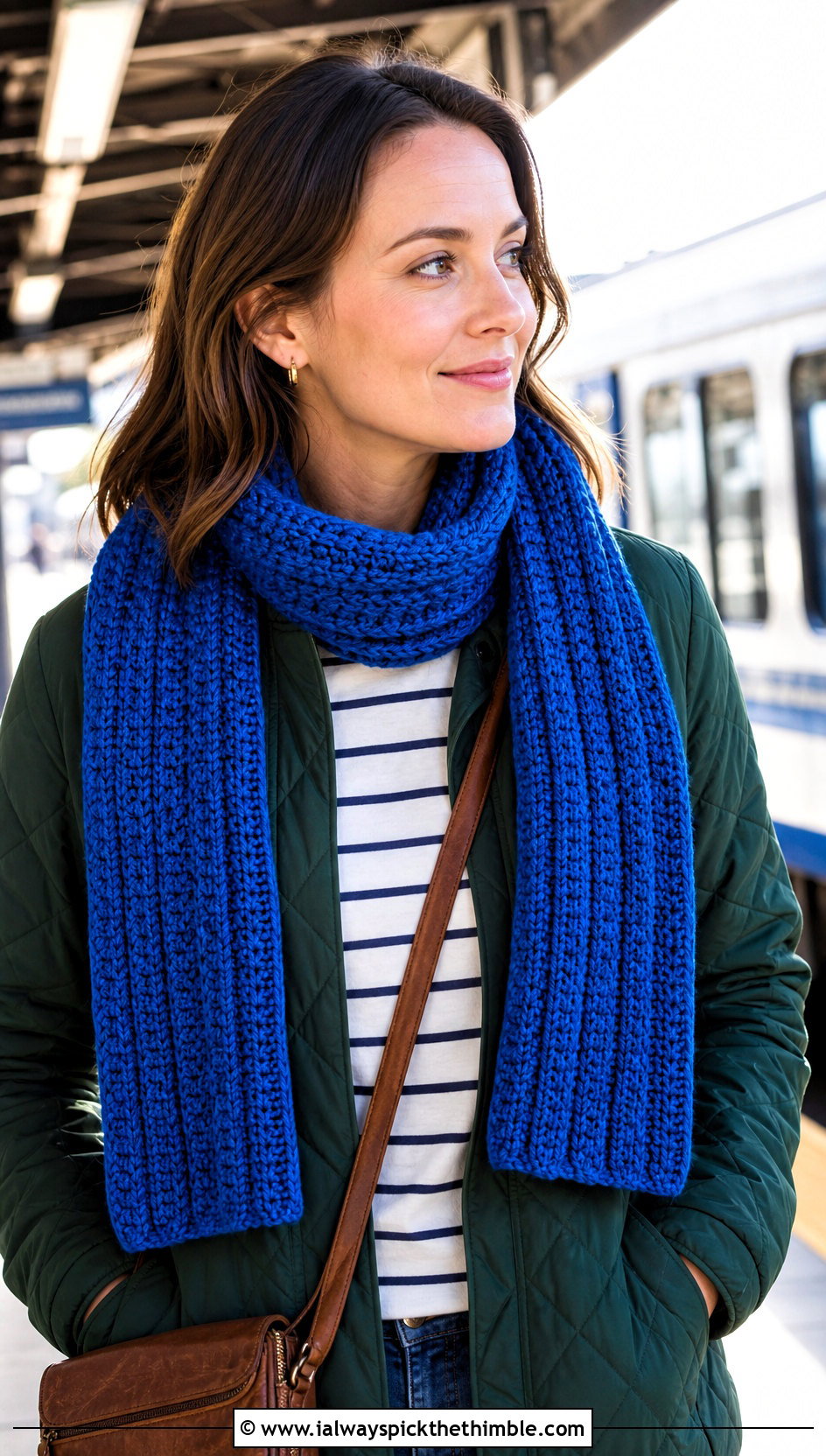 Ribbed Stitch Sampler Scarf With Quilted Jacket - 20 Crochet Stitch Sampler Scarf outfit ideas