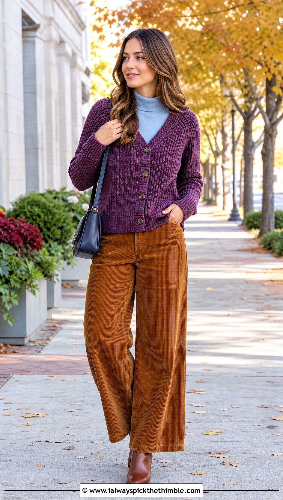 Ribbed Tunisian Cardigan With Corduroy Pants - 20 Crochet Tunisian Cardigan outfit ideas