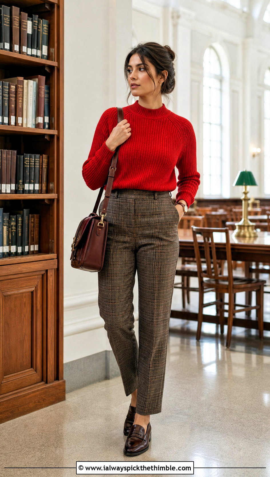 Ribbed Velma Crochet Sweater With Plaid Trousers - 15 Velma Crochet Sweater outfit ideas
