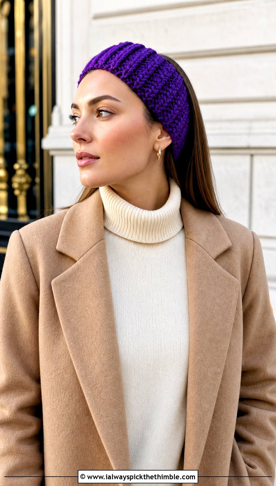 Ribbed Wool Ease Thick And Quick Crochet Headband With Camel Coat - 15 wool ease thick and quick crochet headband outfit ideas