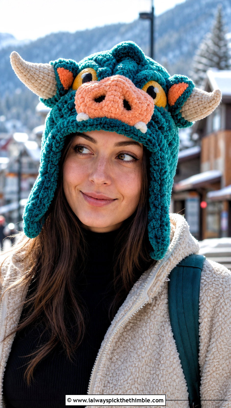 Rich Teal Fuzzy Bokoblin Crochet Trapper Hat With Sherpa Jacket - 15 Bokoblin Crochet Hat outfit ideas