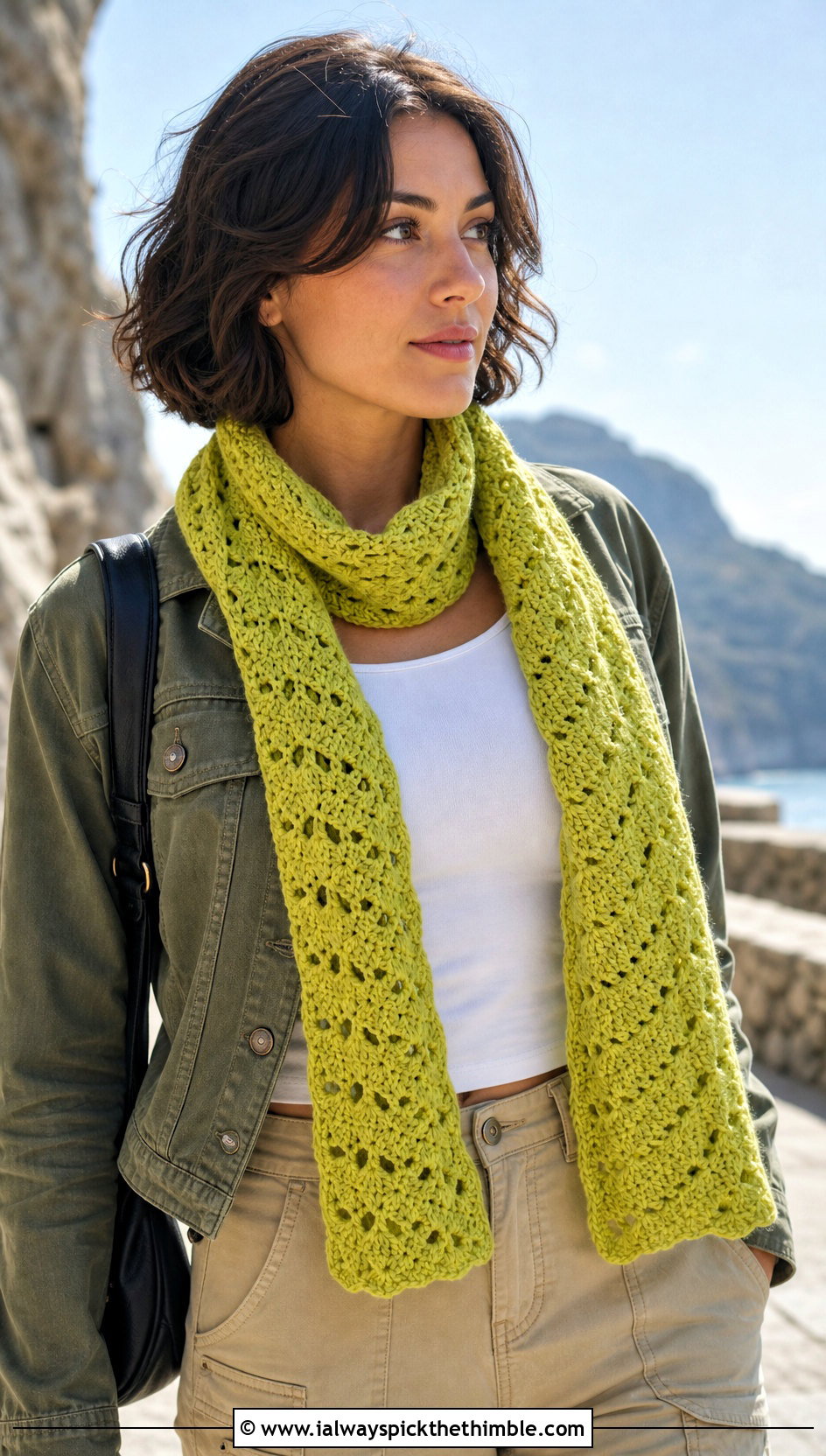 Ripple Shell Stitch Scarf With Utility Jacket And Cargo Pants - 20 Shell Crochet Scarf outfit ideas