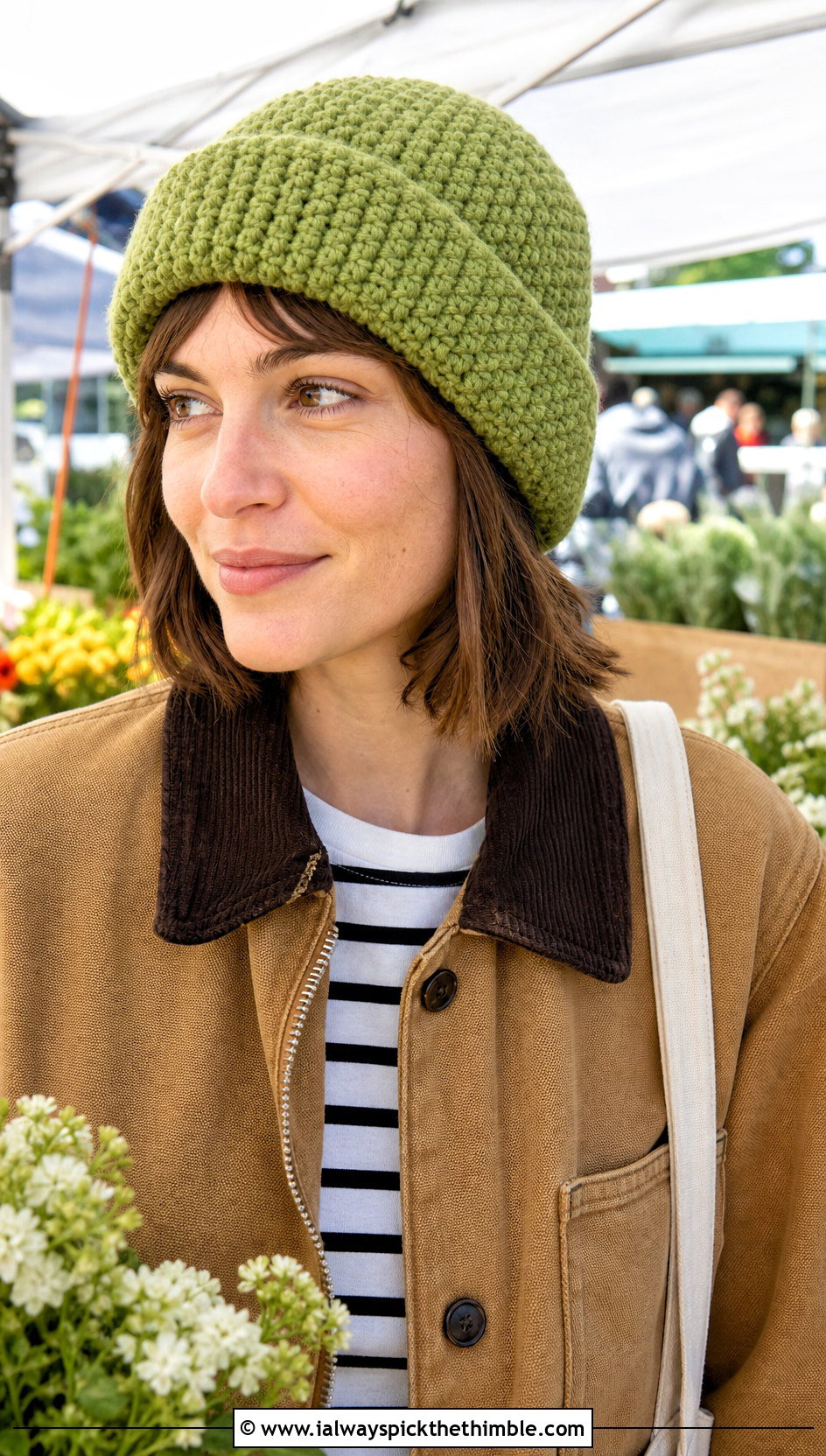 Rolled Brim One Hour Crochet Hat With A Barn Jacket - 20 One Hour Crochet Hat outfit ideas