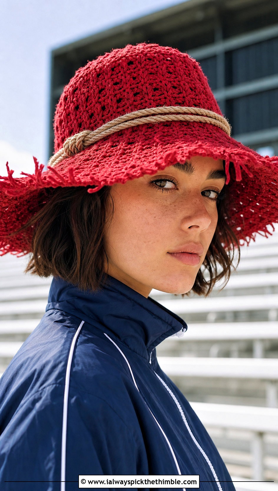 Rope Band Crochet Scarecrow Hat With Track Jacket - 20 crochet scarecrow hat outfit ideas