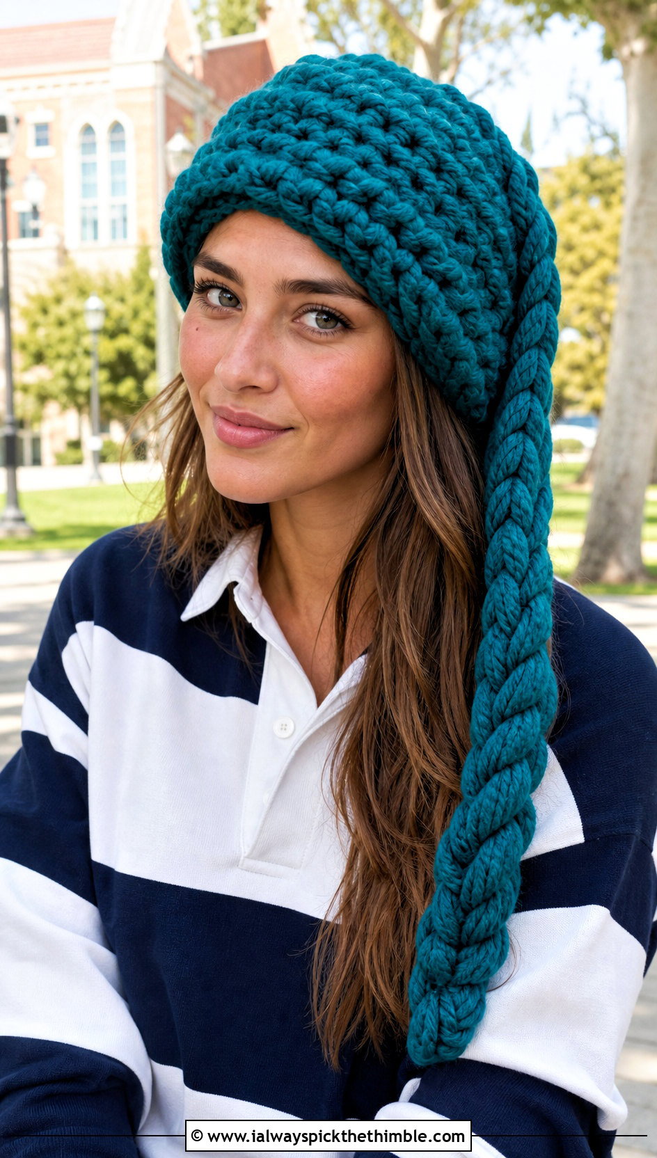 Rope Braid Cabbage Patch Crochet Hat With Rugby Shirt - 20 Cabbage Patch Crochet Hat outfit ideas