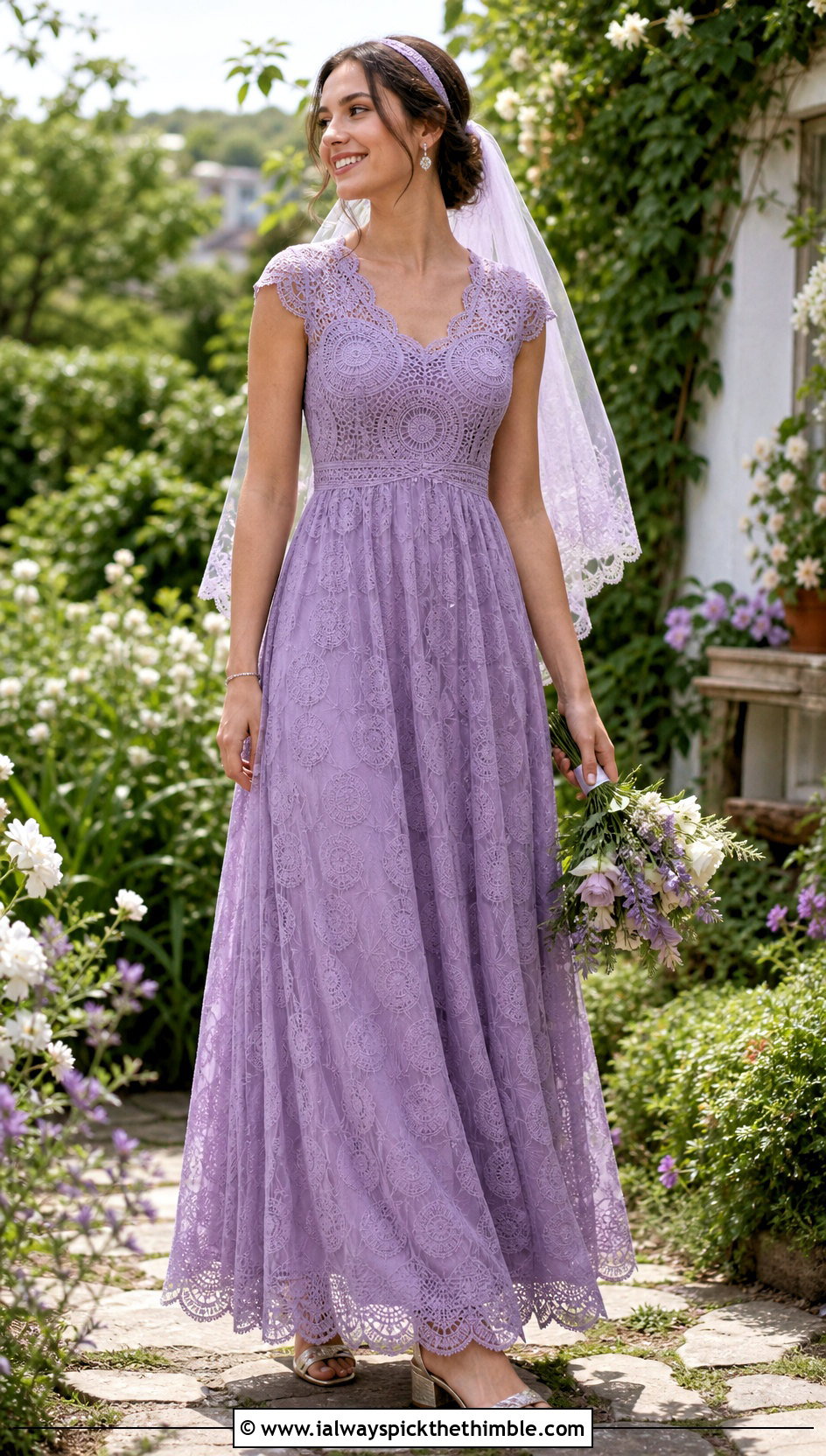 Roslea Lace Empire Waist Wedding Dress - 20 irish lace crochet wedding dress outfit ideas