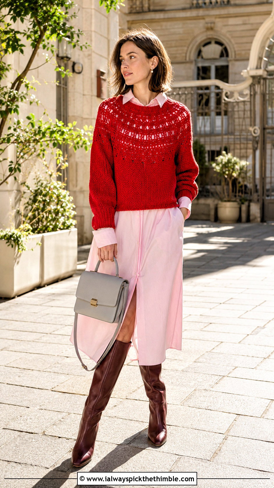 Round Yoke Anthropologie Crochet Sweater With Shirt Dress - 15 Anthropologie Crochet Sweater outfit ideas