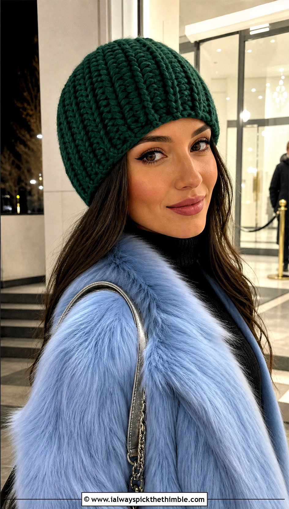 Rounded Crown Chunky Ribbed Crochet Hat With Faux Fur Coat - 20 Chunky Ribbed Crochet Hat outfit ideas