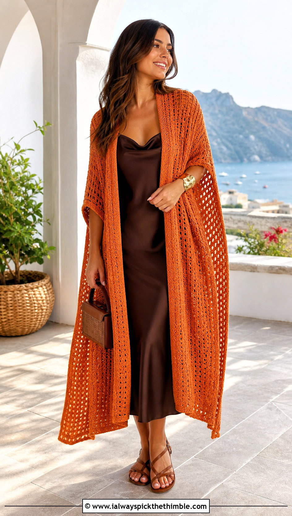 Ruana Crochet Poncho With Slip Dress - 15 diy crochet poncho outfit ideas