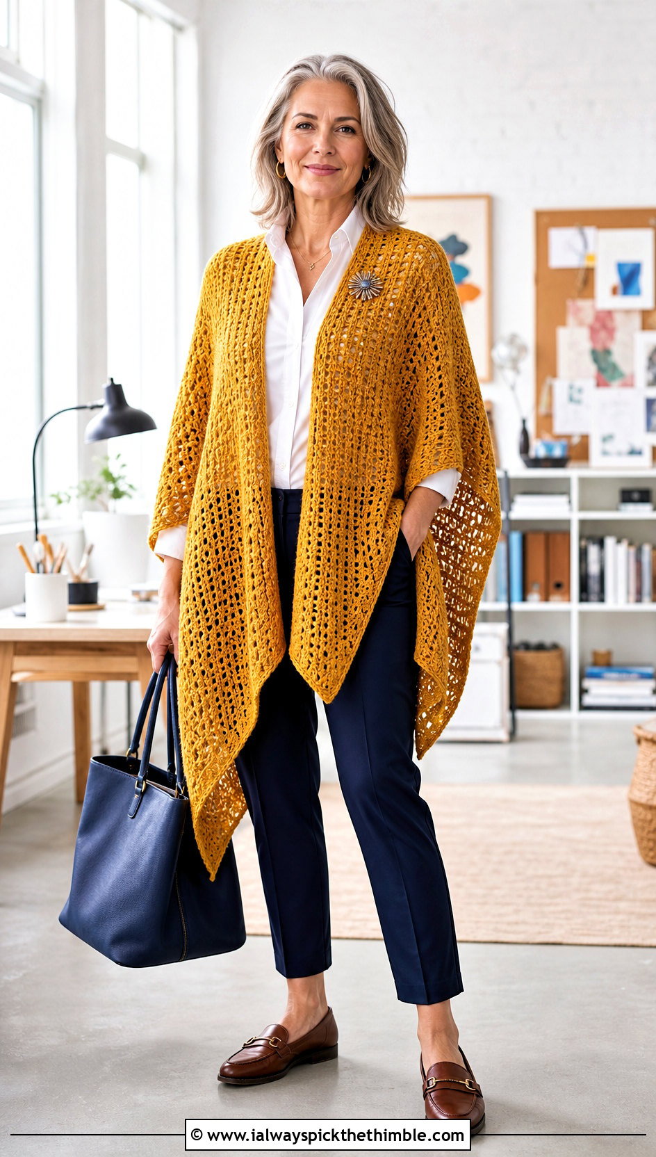 Ruana Shawl Crochet Cardigan With Button Down Shirt - 20 Shawl Crochet Cardigan outfit ideas