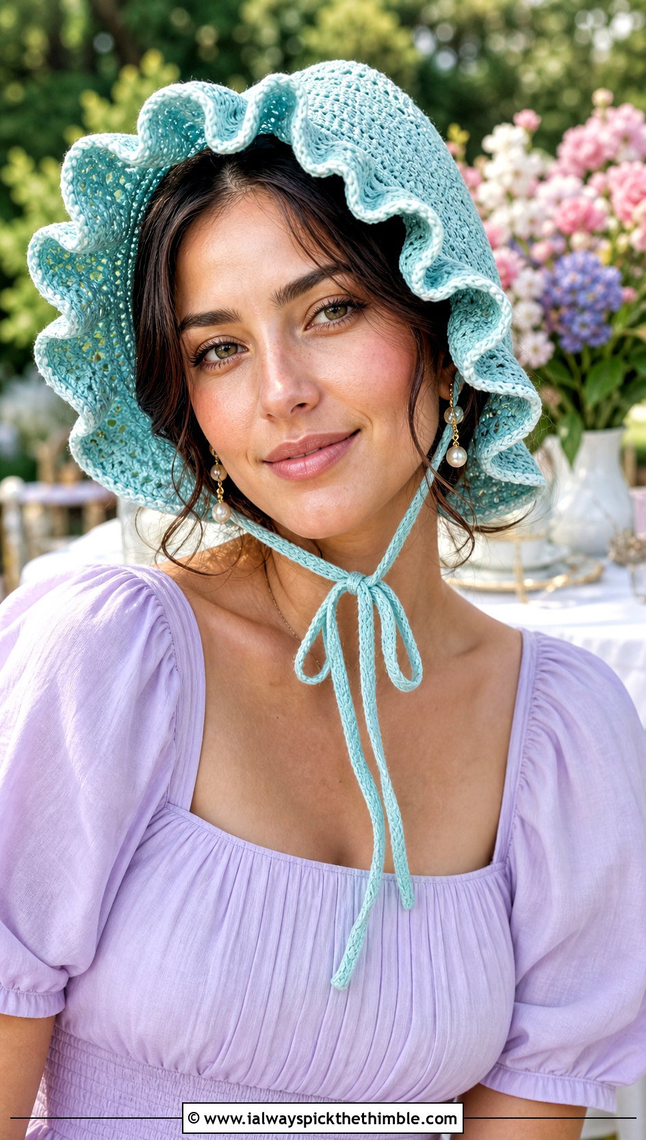 Ruffle Bonnet Crochet Birthday Hat With Maxi Dress - 20 Birthday Crochet Hat outfit ideas