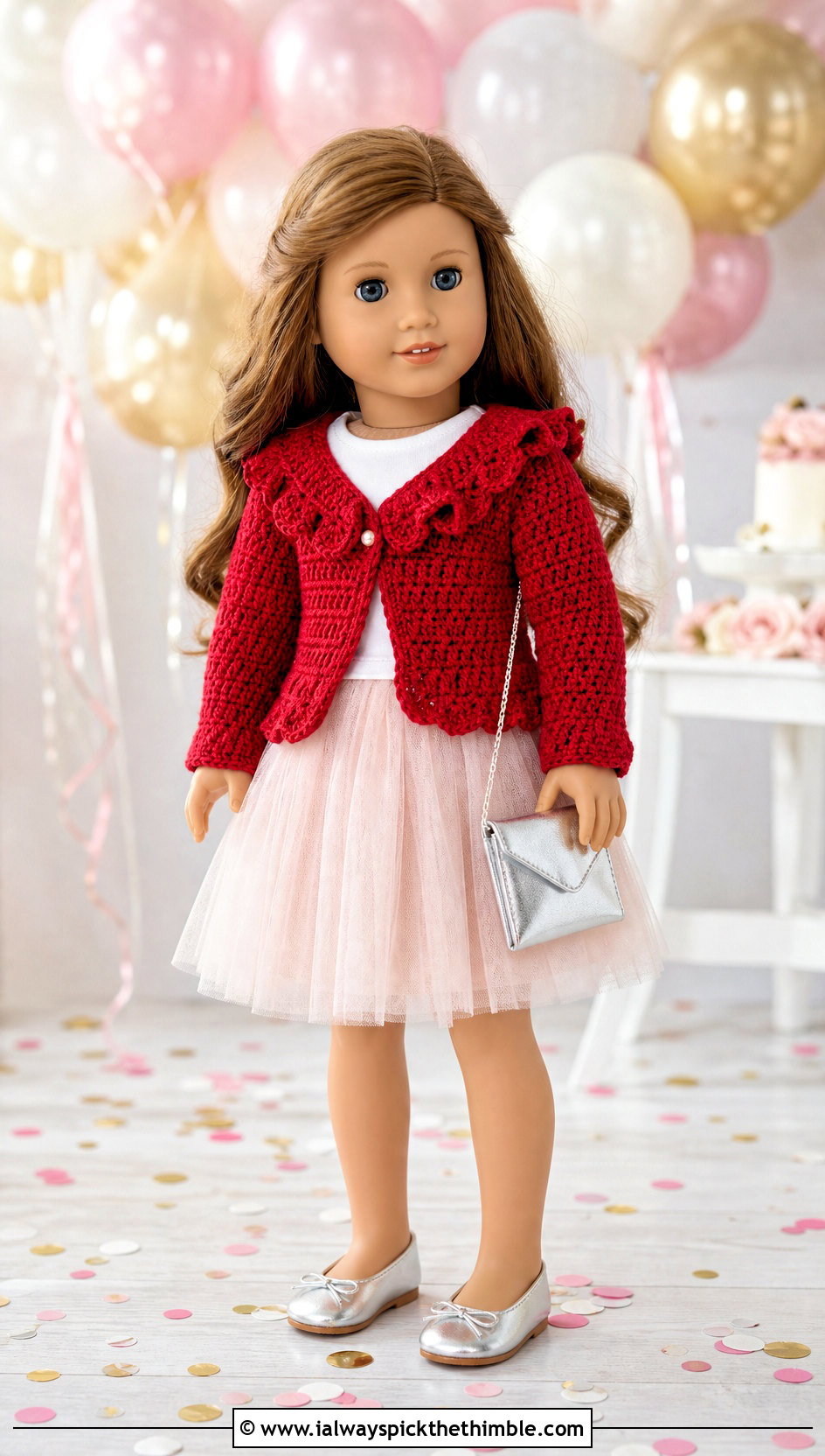 Ruffled Crochet Doll Jacket With Tulle Skirt - 20 crochet doll jacket outfit ideas