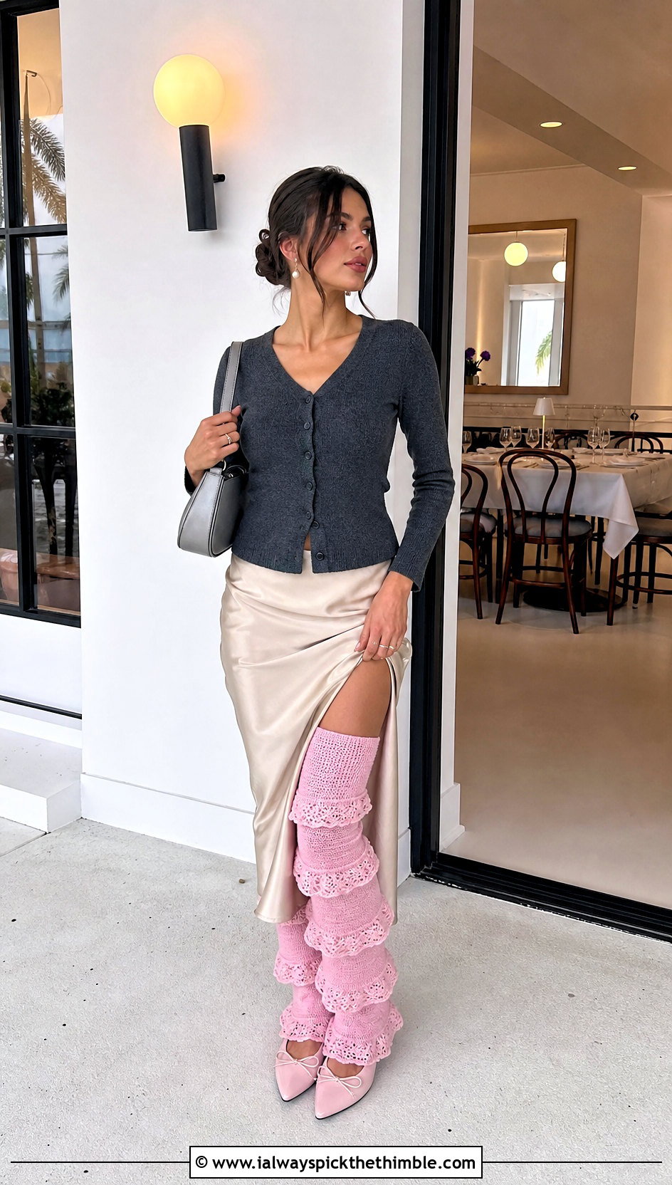 Ruffled Thigh High Crochet Leg Warmers With Slip Skirt - 20 Thigh High Crochet Leg Warmers outfit ideas