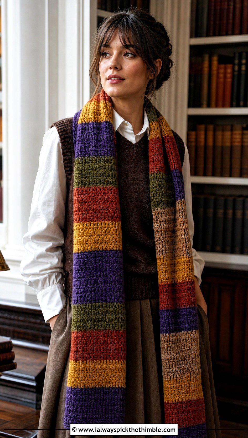 SHADA Doctor Who Crochet Scarf With Academia Outfit - 20 Doctor Who Crochet Scarf outfit ideas