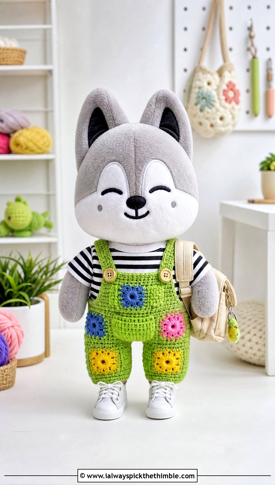 SKZOO Crochet Patchwork Overalls With Striped T Shirt - 25 skzoo crochet outfits ideas