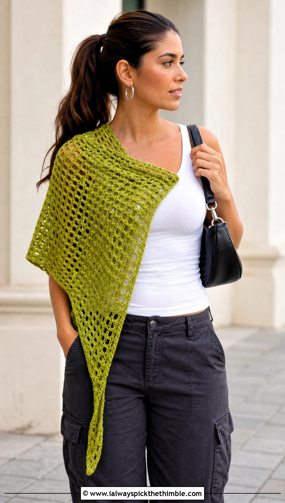 Sable Mesh Crochet Shawl With Cargo Pants - 15 kristin omdahl crochet shawl outfit ideas
