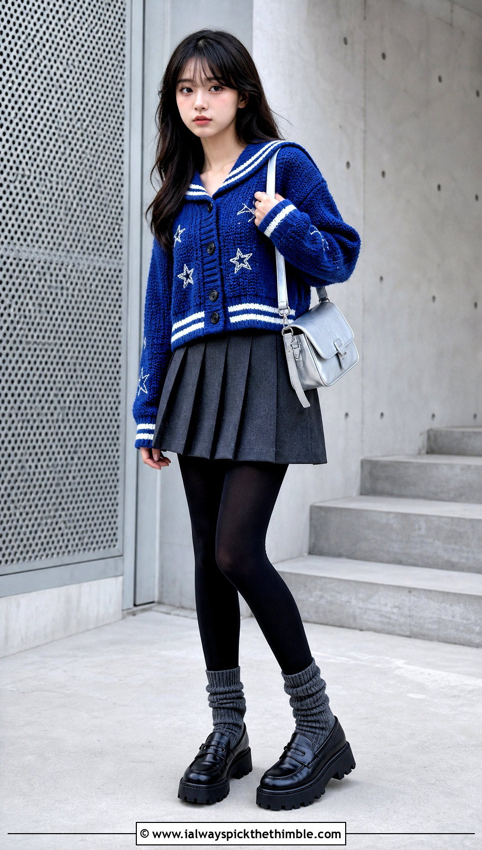 Sailor Collar Anime Crochet Cardigan With Pleated Skirt - 20 anime crochet cardigan outfit ideas
