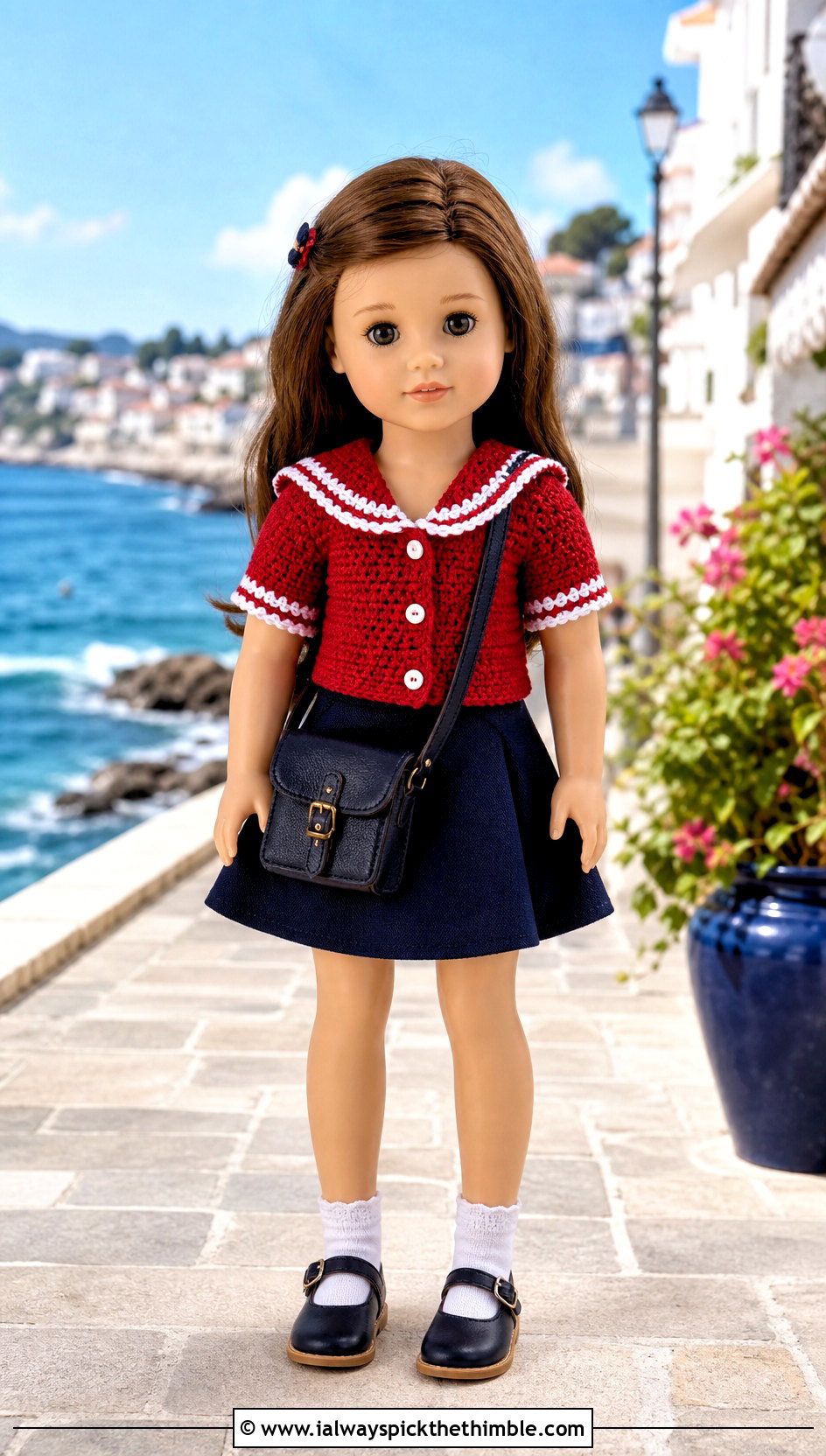 Sailor Collar Crochet Doll Shirt With A Line Skirt - 25 crochet doll shirt outfit ideas