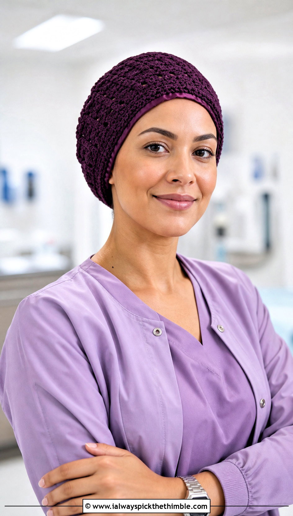 Satin Lined Crochet Scrub Cap With Soft Scrubs - 20 Crochet Scrub Cap outfit ideas