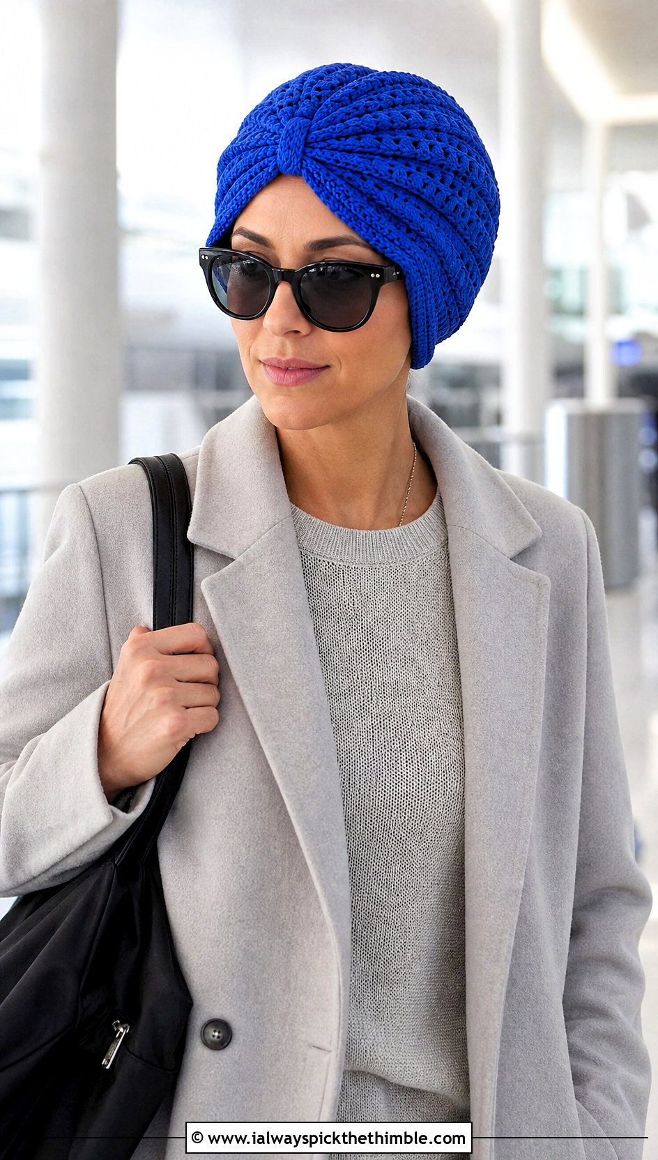 Satin Lined Crochet Turban Hat With Knit Travel Set - 15 crochet turban style hat outfit ideas