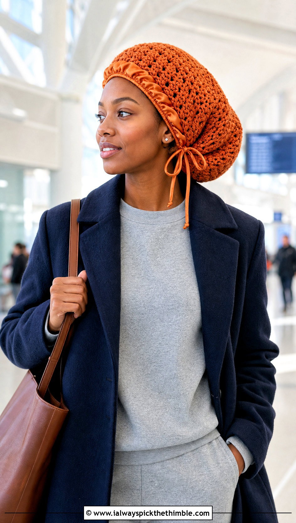 Satin Lined Drawstring Bonnet With Matching Sweats - 25 crochet bonnet outfit ideas