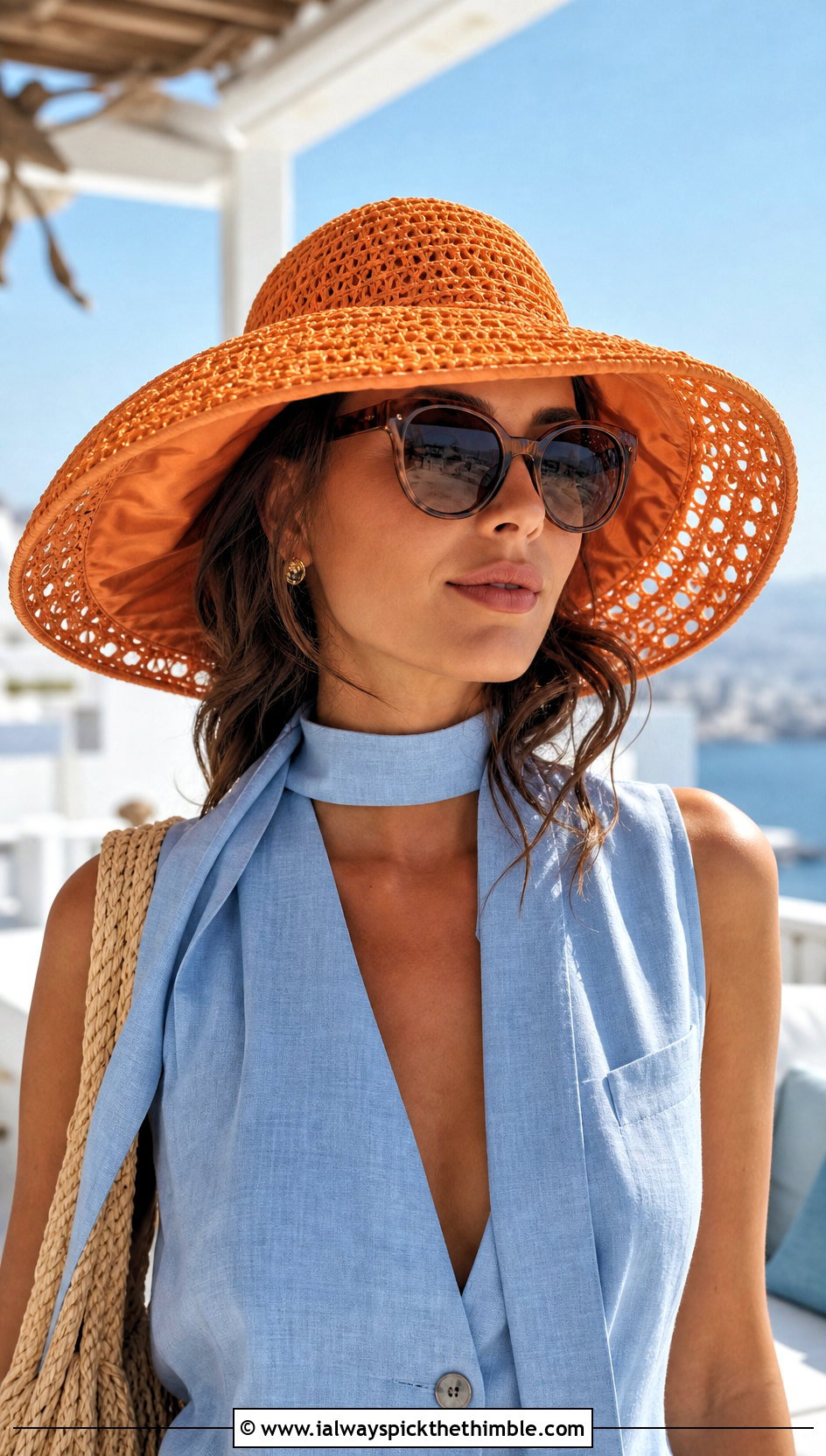 Satin Lined Wide Brim Crochet Sun Hat With Linen Set - 15 satin lined crochet hat outfit ideas