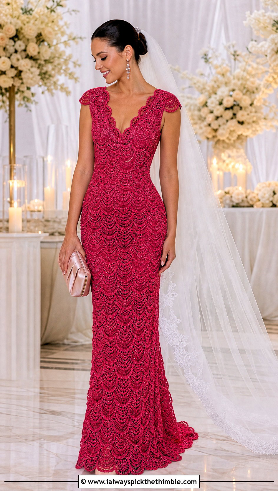Scallop Crochet Lace Mermaid Wedding Dress With Pointed Heels - 15 Vintage Crochet Lace Wedding Dress outfit ideas