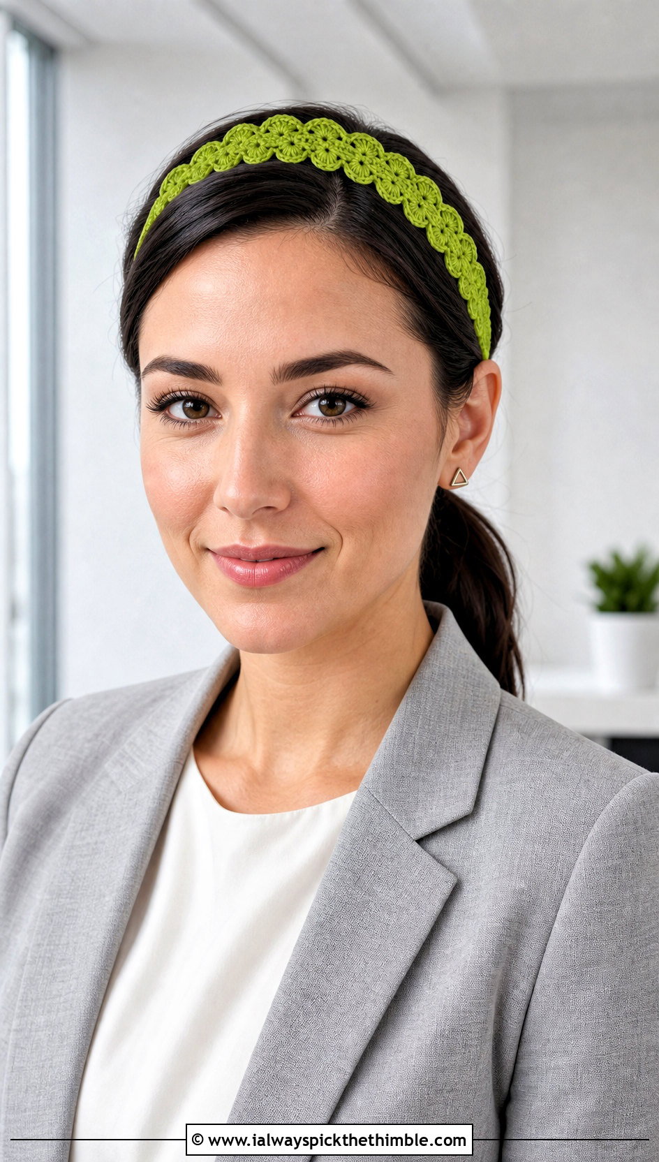 Scallop Edge Crochet Mermaid Headband With Blazer - 20 Crochet Mermaid Headband outfit ideas