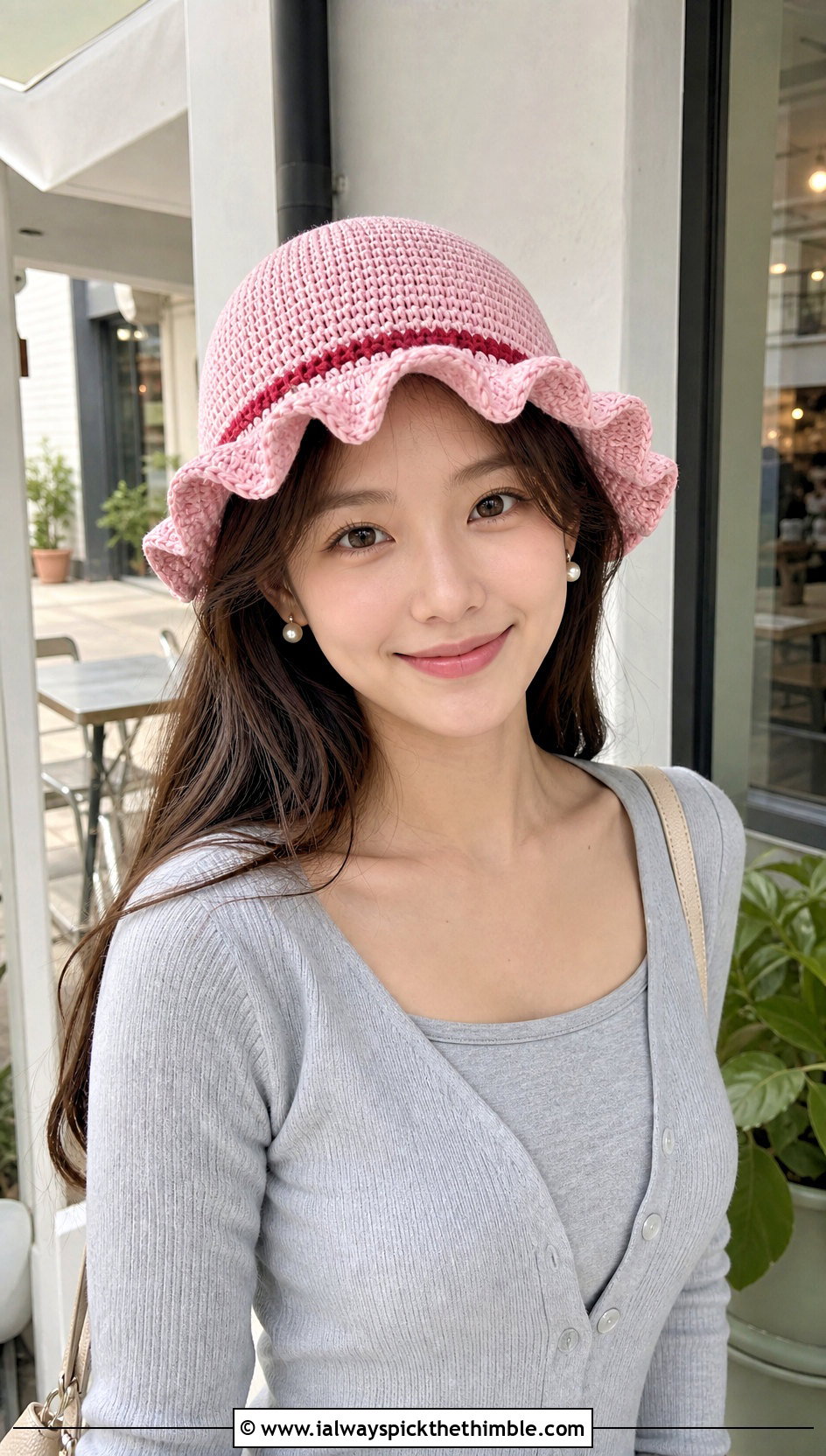 Scalloped Brim Crochet Luffy Hat With Cardigan Set - 25 crochet luffy hat outfit ideas