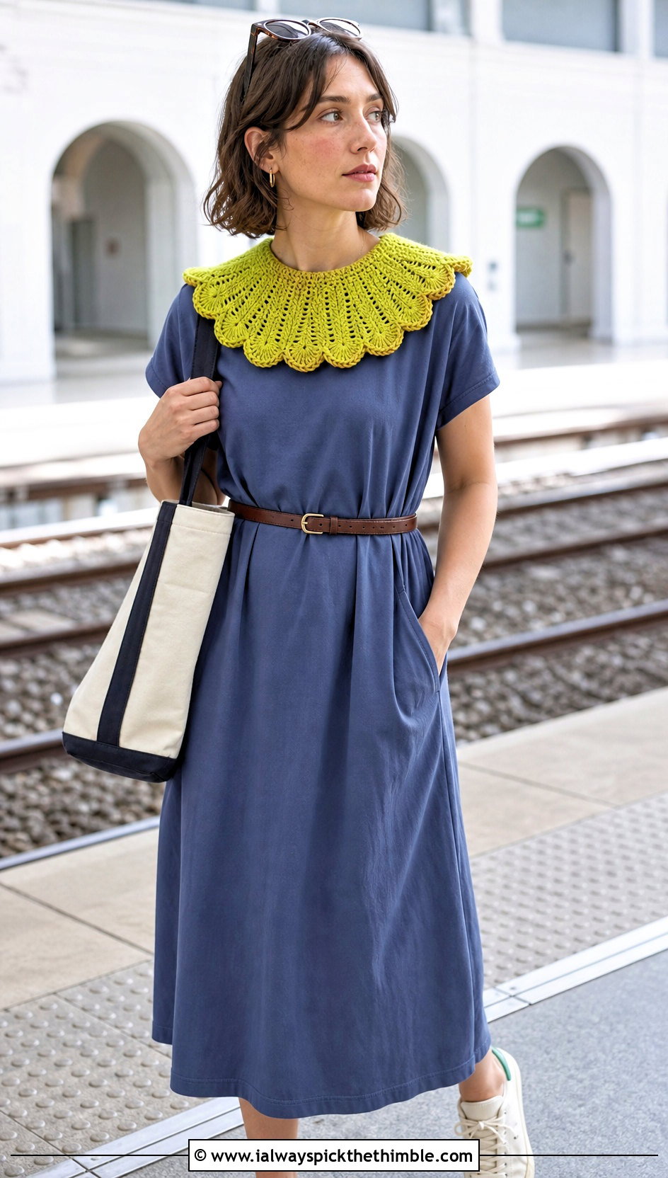Scalloped Clown Crochet Ruffle Collar With T Shirt Dress - 20 Clown Crochet Ruffle Collar outfit ideas