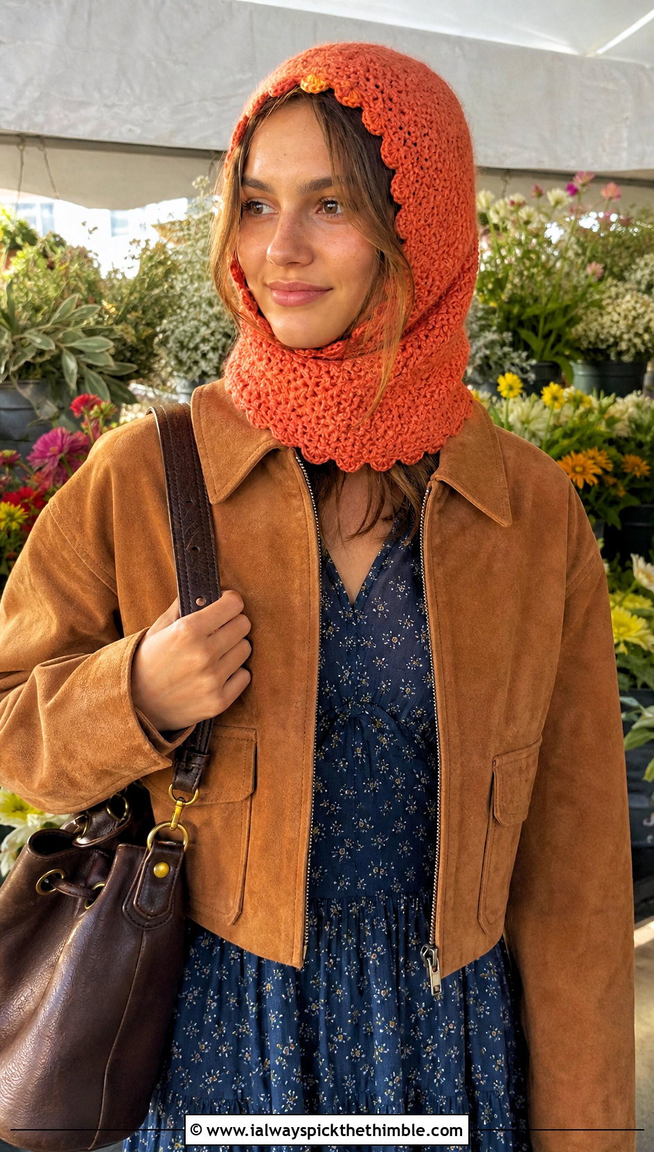 Scalloped Crochet Balaclava Beanie With Prairie Dress - 20 crochet balaclava beanie outfit ideas