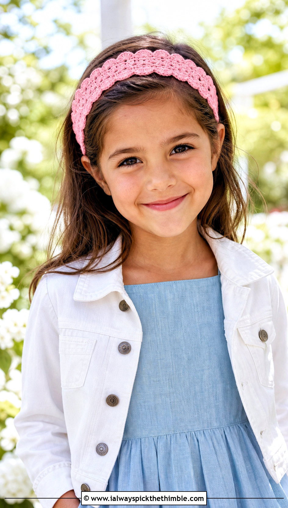 Scalloped Crochet Childs Headband With Linen Sundress - 20 Crochet Childs Headband outfit ideas