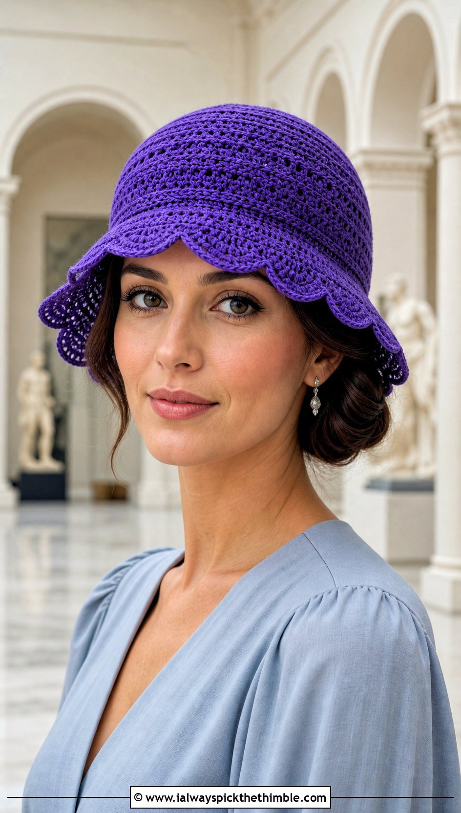 Scalloped Crochet Cloche Hat With Midi Dress - 20 Fun Crochet Hat outfit ideas