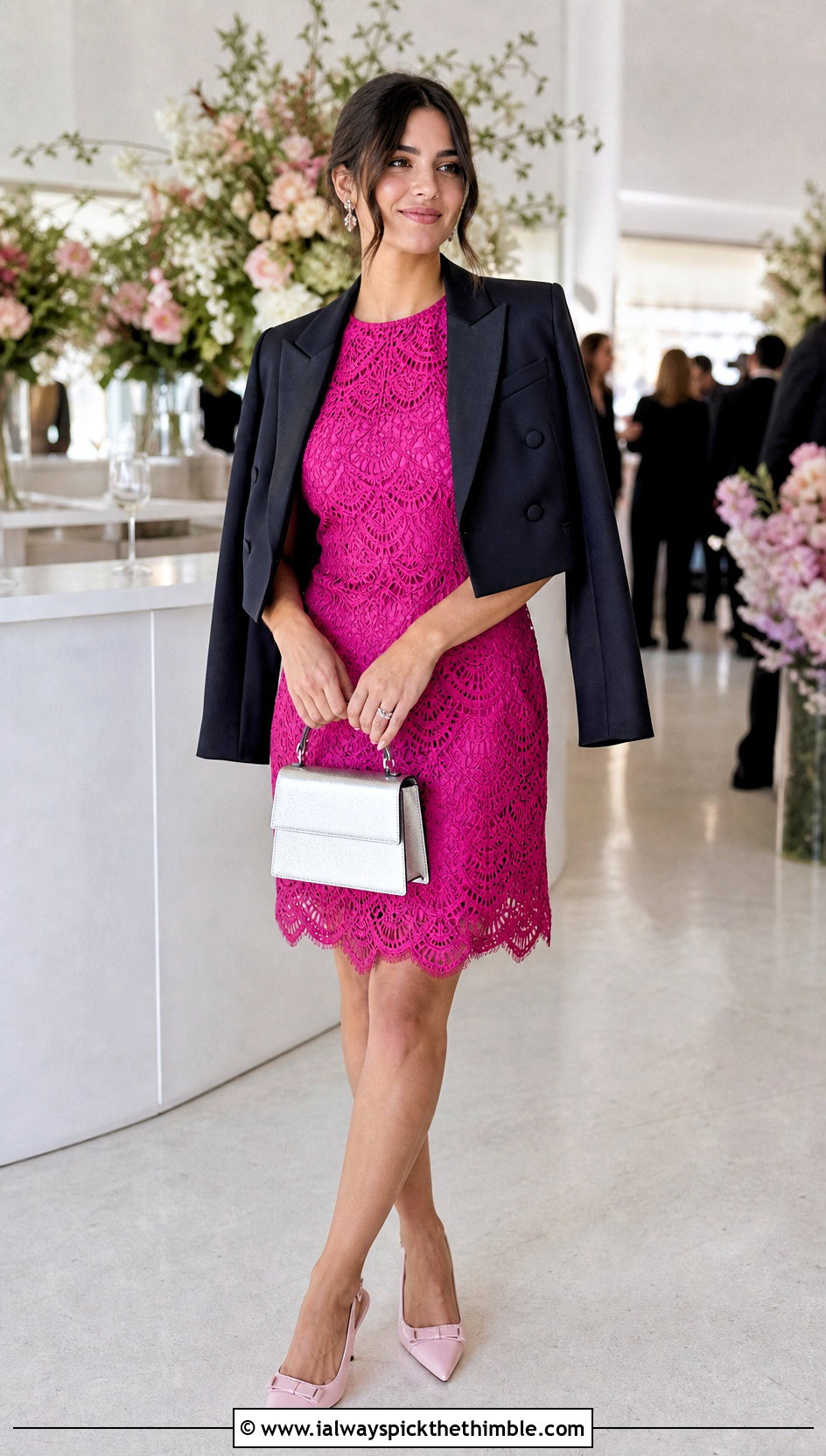 Scalloped Crochet Cocktail Dress With Slingback Heels - 25 crochet formal dress outfit ideas