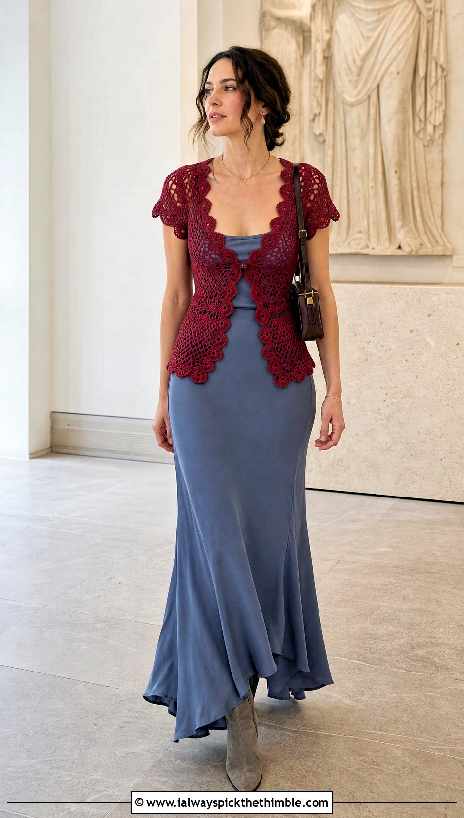 Scalloped Crochet Fairy Grunge Top With Bias Cut Maxi Skirt - 20 Crochet Fairy Grunge Top outfit ideas