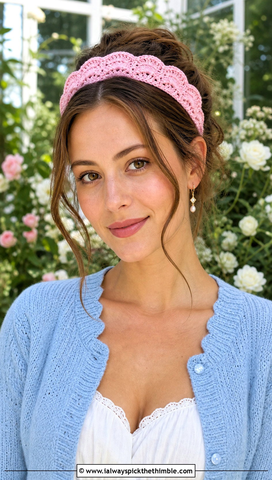 Scalloped Crochet Headband With Midi Dress - 15 knit or crochet headbands outfit ideas