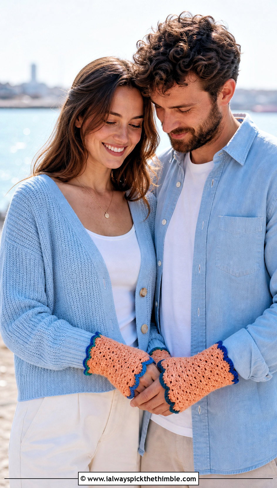 Scalloped Crochet Wrist Warmers With Spring Layers - 20 Crochet Gloves For Couples outfit ideas
