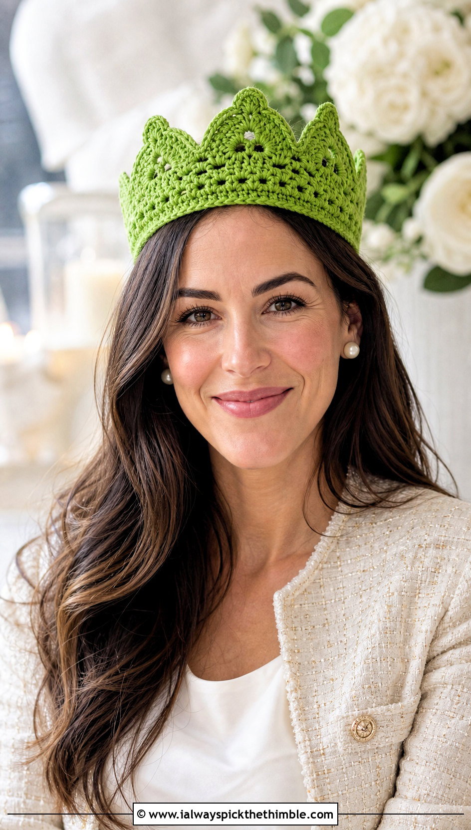 Scalloped Crown Crochet Birthday Hat With Tweed Set - 20 crochet birthday hat outfit ideas