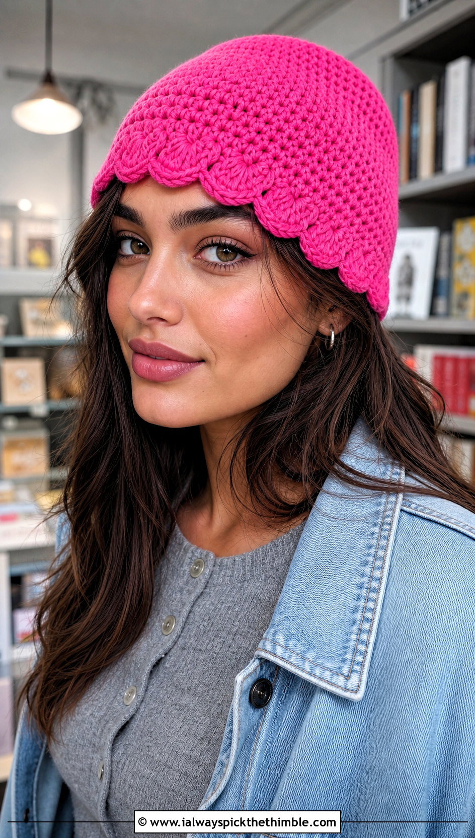 Scalloped Cuff Crochet Fisherman Beanie With Midi Skirt - 25 crochet fisherman beanie outfit ideas