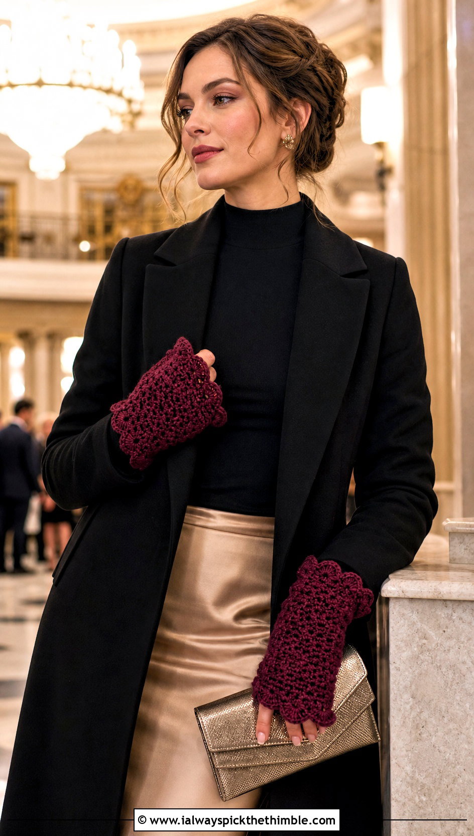Scalloped Cuff Crochet Mittens With Satin Skirt - 15 Crochet Mittens With Fleece Lining outfit ideas