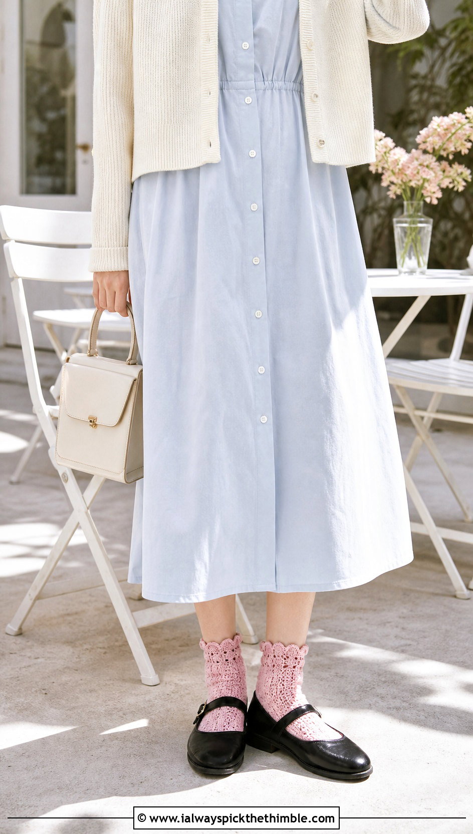 Scalloped Cuff Crochet Socks With A Shirt Dress - 25 crochet socks for beginners outfit ideas