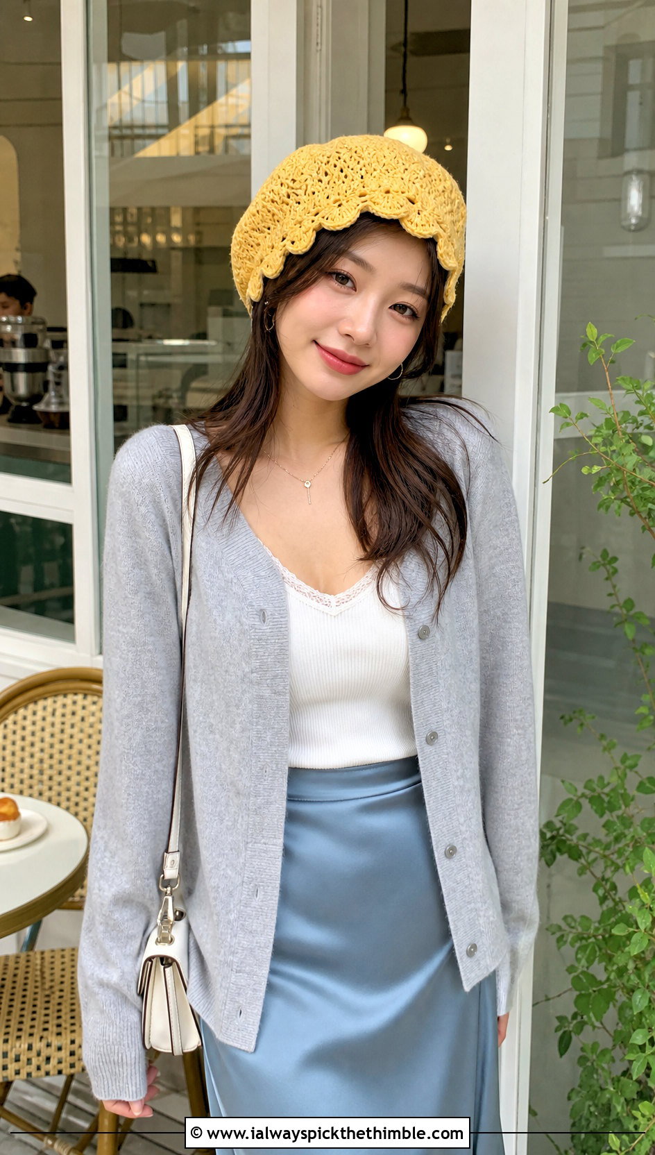 Scalloped Edge Crochet Beret Hat With Slip Skirt - 20 crochet beret hat outfit ideas