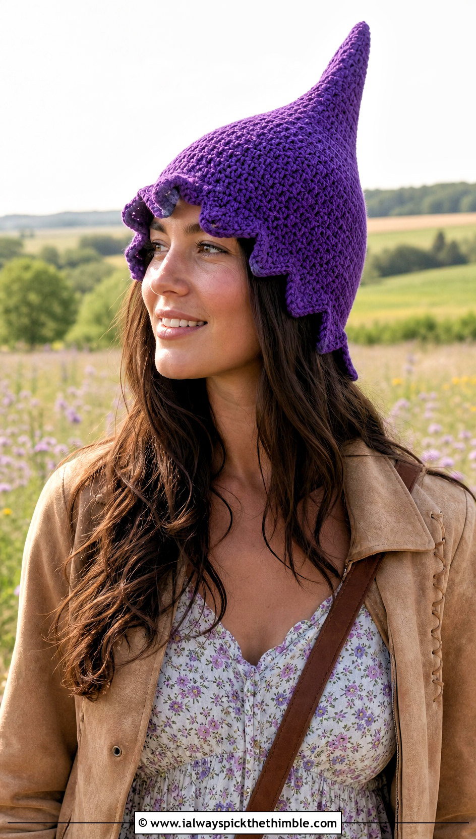 Scalloped Edge Crochet Gnome Hat With Prairie Dress - 25 crochet gnome hat outfit ideas