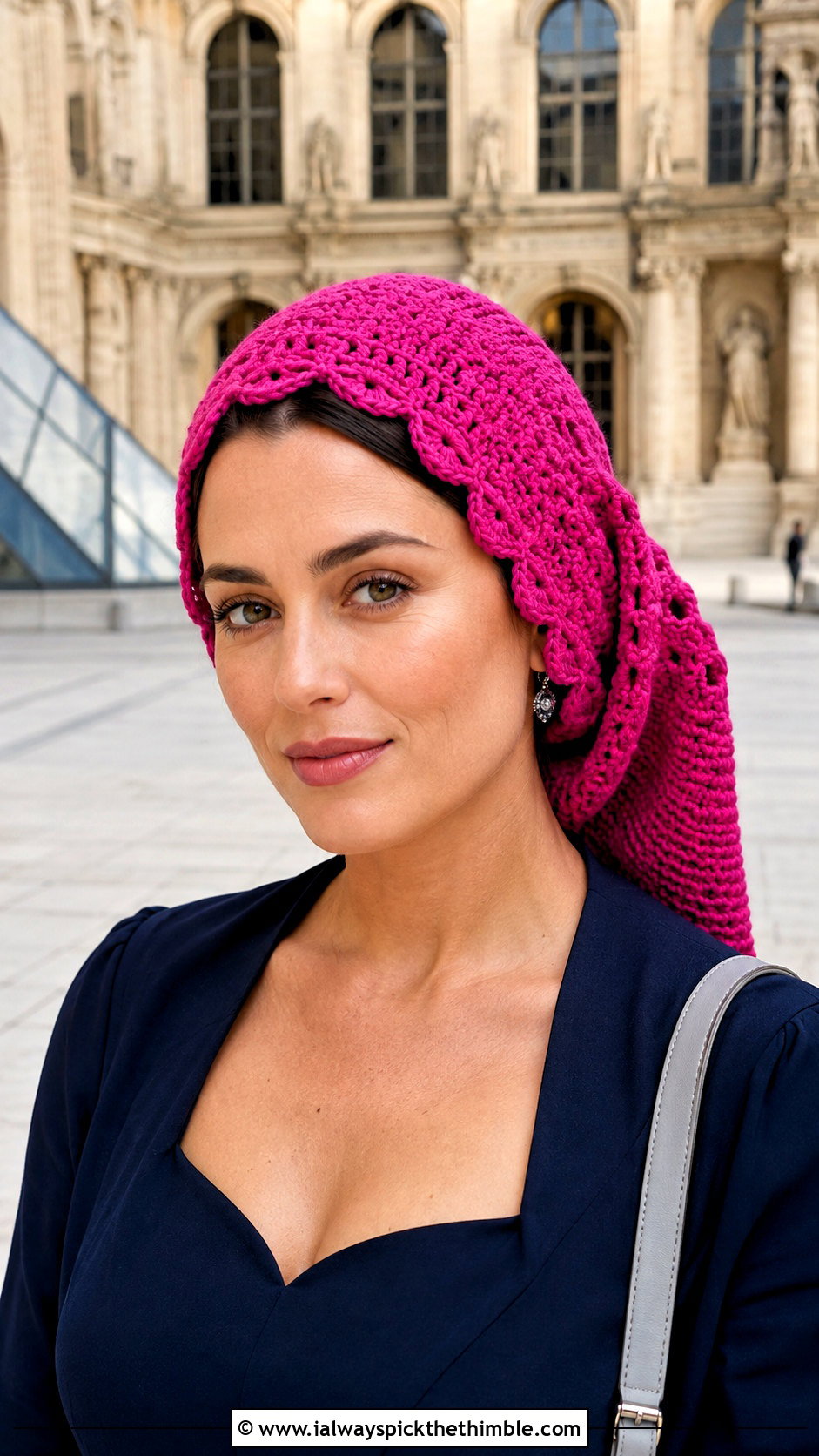 Scalloped Edge Crochet Link Hat With Midi Dress - 20 crochet link hat outfit ideas