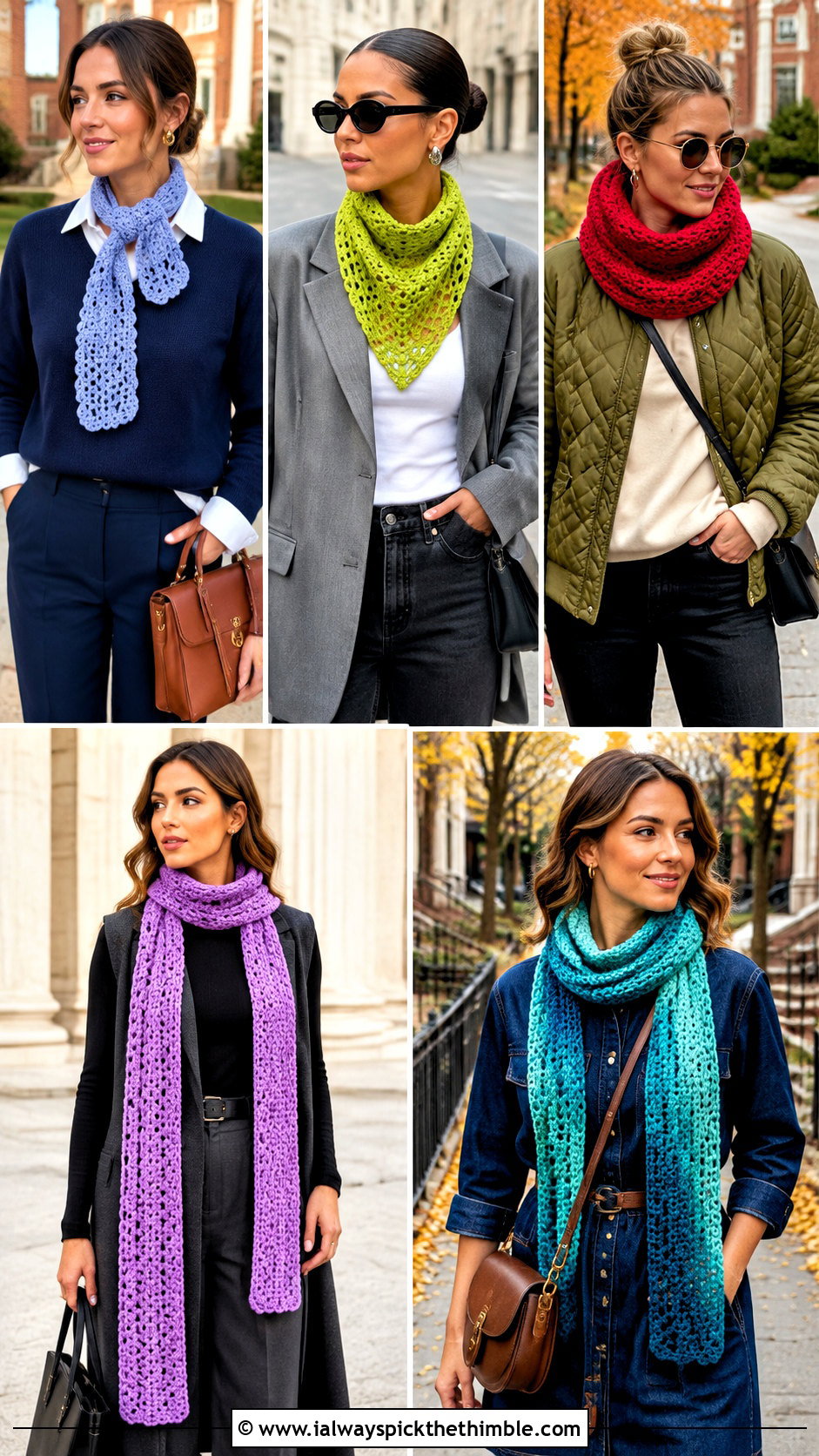 Scalloped Edge Crochet Scarf With Preppy Outfit - 25 easy crochet scarf for beginners outfit ideas