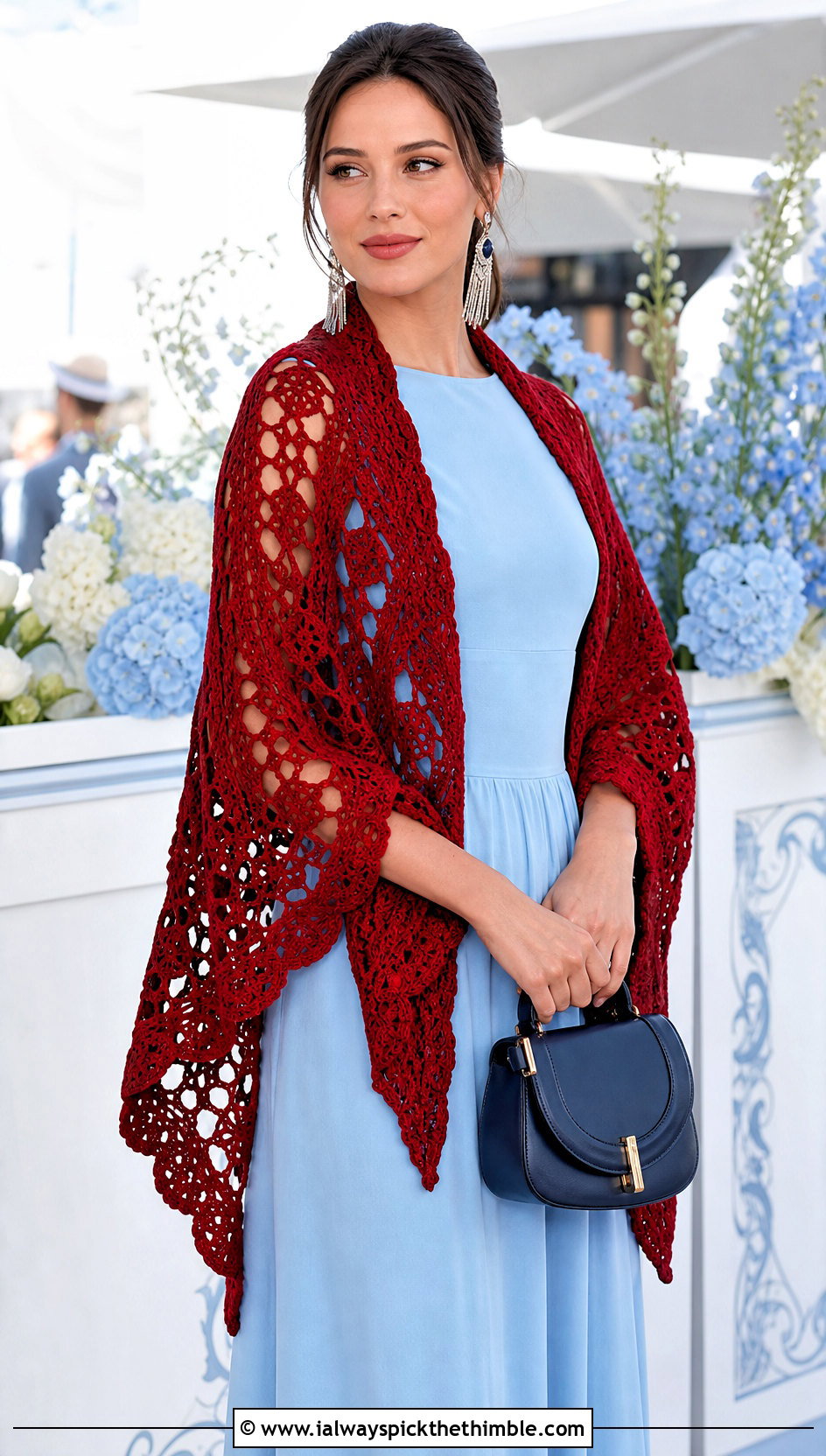 Scalloped Edge Lost Souls Shawl With Maxi Dress - 25 crochet lost souls shawl outfit ideas