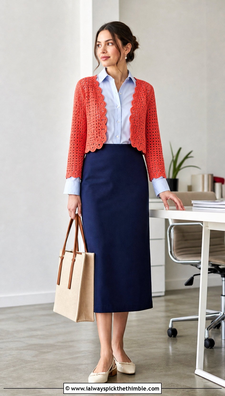 Scalloped Edge Y2K Crochet Bolero With Button Down Shirt - 15 Y2K Crochet Shrug outfit ideas